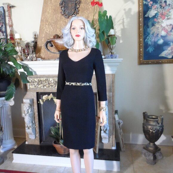 New Moschino CheapandChic Black Sheath Dress w/Animal Print Detail Size US8 - Picture 1 of 16